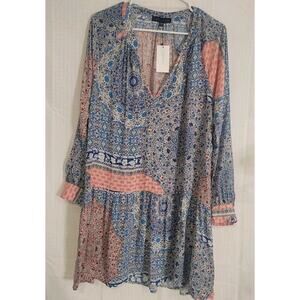 Sanctuary dress NWT Patchwork print boho flowy dress sz L. Rw&B